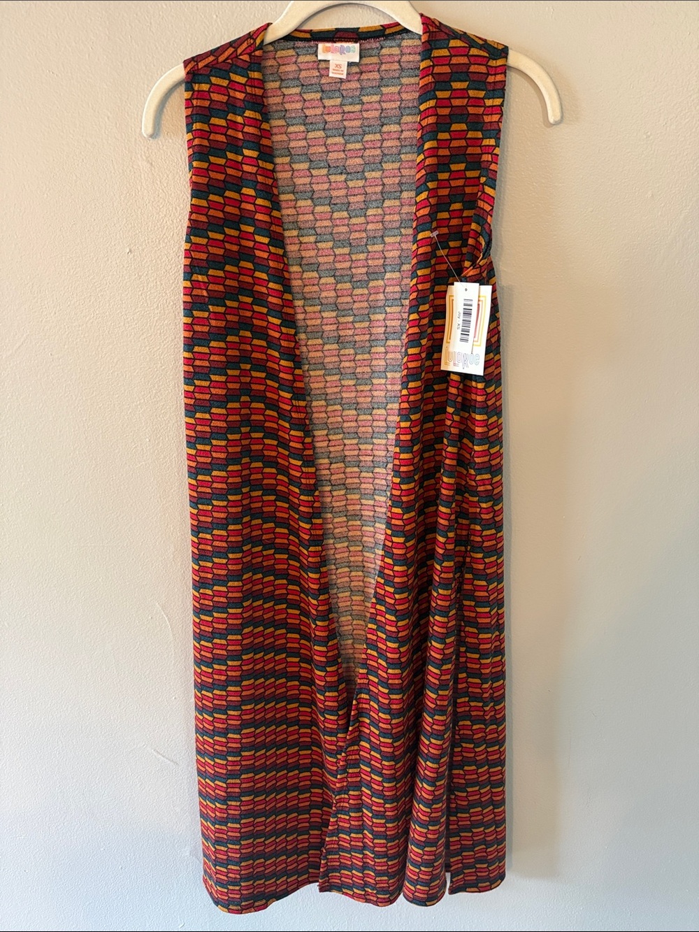 LuLaRoe Multicolor Geo Open Front Duster Vest